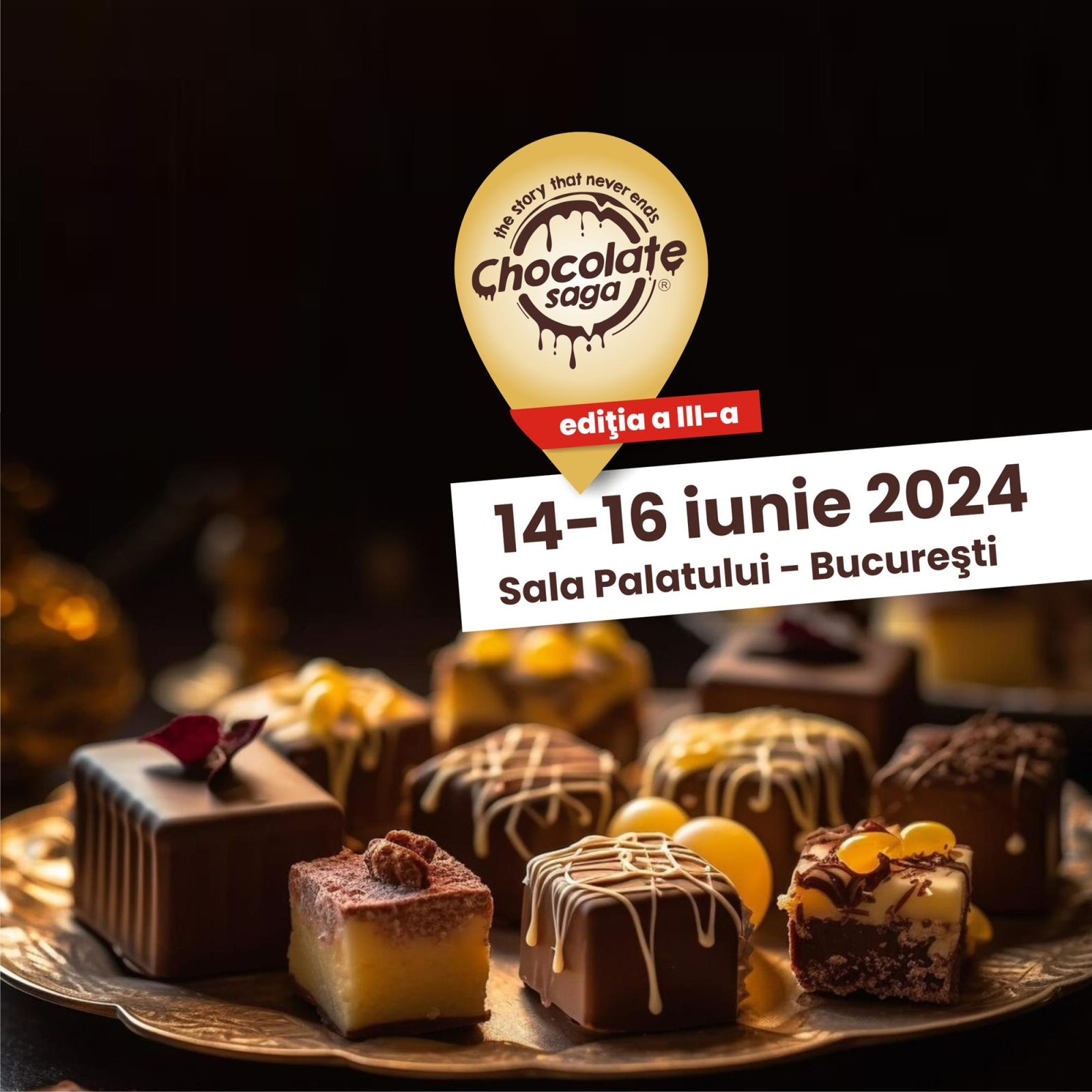 Chocolate Saga Bucharest artwork, flyer 